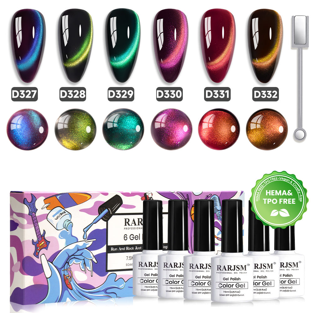 Aurora Borealis Magnetic Cat Eye Gel Polish 6 Colors Galaxy Set