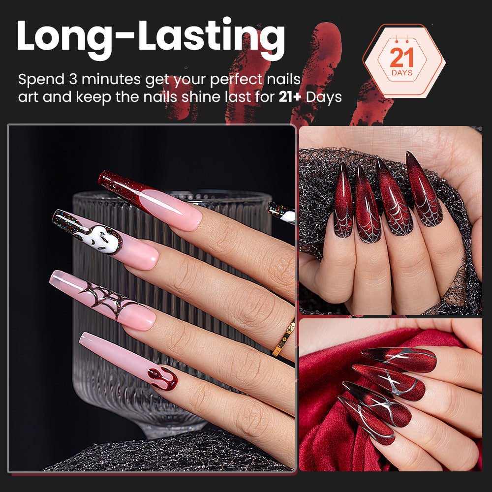 Vernis à ongles en gel noir et rouge pailleté | 15 ml