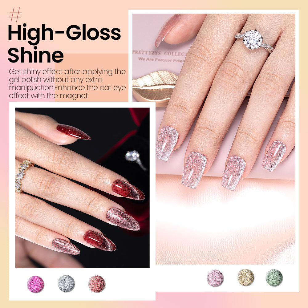 Flash Sale Shiny Platinum Cat Eye Gel Nail Polish Set 6pcs 7.5ml - 43% OFF Limited Time Sale