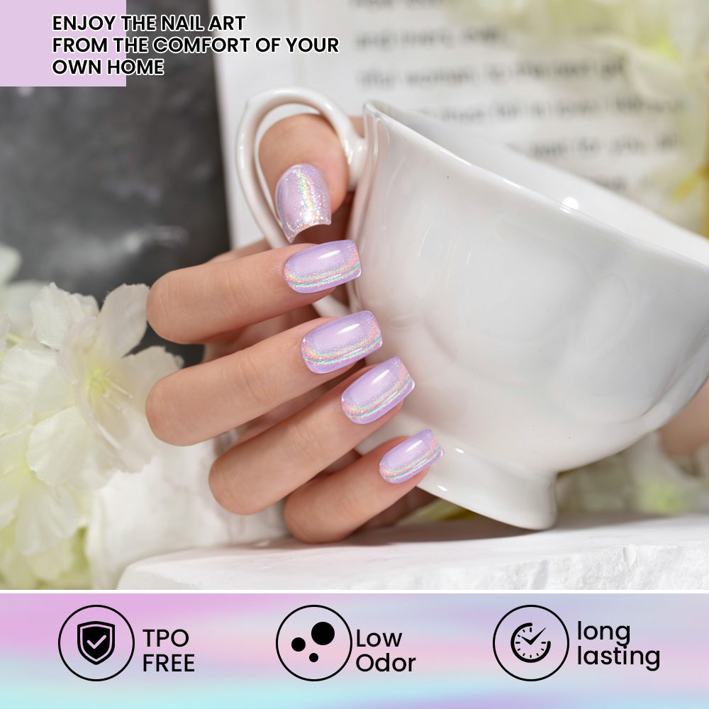 Vernis Gel Yeux de Chat Pailleté Arc-en-Ciel Rêve de Lavande D376 15ml - Sans TPO ni HEMA