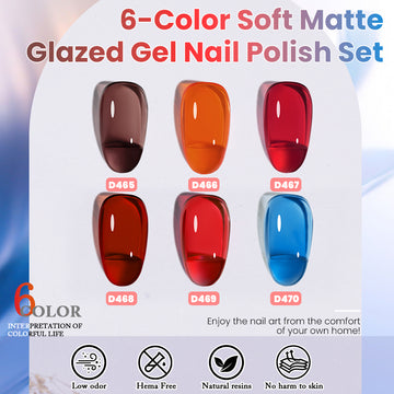 Smoky Crystal Glass Jelly Gel Polish Set | 6 Colors, 7.5ml Each | TPO & HEMA Free
