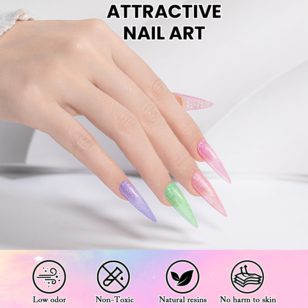 Icy Diamond Crush Gel Polish Set - 6 Pastel Spring Summer Colors 7.5ml - RARJSM TPO & HEMA Free