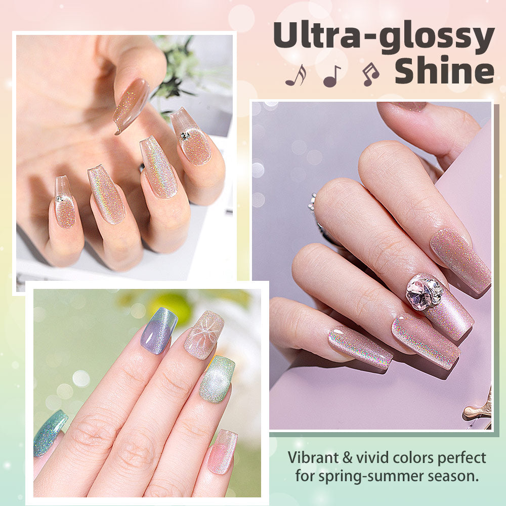 Vente Flash Printemps Herbe Ensemble Gel Yeux de Chat Holographique Scintillant 6 Couleurs 7,5 ml - Offre Limitée 52 % de Réduction