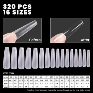Full Cover Nail Tips 16 Different Sizes Ultra Thin Cuticle Area