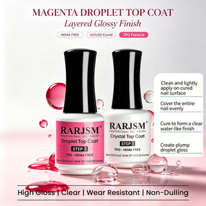 RARJSM Magenta Droplet Top Coat Set - High Gloss, Clear, Wear Resistant, Non-Dulling, Layered Glossy Finish, TPO HEMA Free