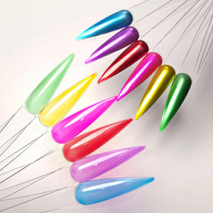 6 translucent neon jelly gel polish swatches in vibrant colors with ultra-glossy finish, 8ml each bottle