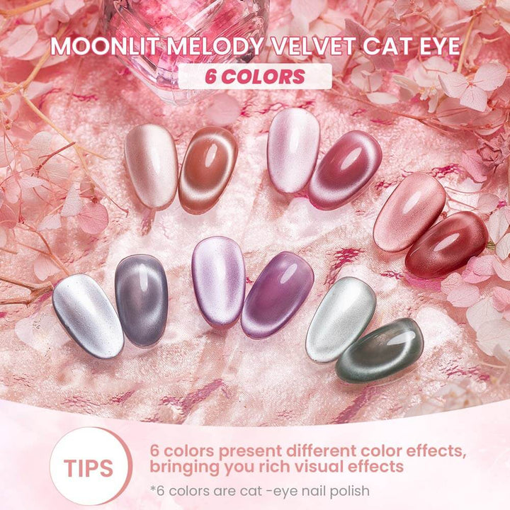 Rarjsm 6 Colors Moonlit Velvet Cat Eye Gel Nail Polish Set $21.99