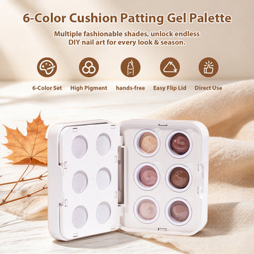 Palette di gel artistici per sfumature Amber Dusk con cuscinetto - 6 tonalità calde nude e marroni, senza TPO e HEMA