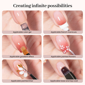 12-piece multifunctional nail art brush set applications - color gel, French manicure, gradient, painted flowers, liner, base and top coat