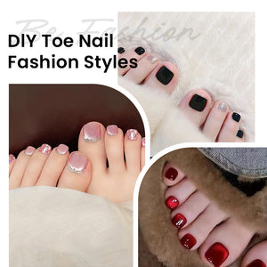 DIY toe nail fashion styles using RARJSM short square toenail tips
