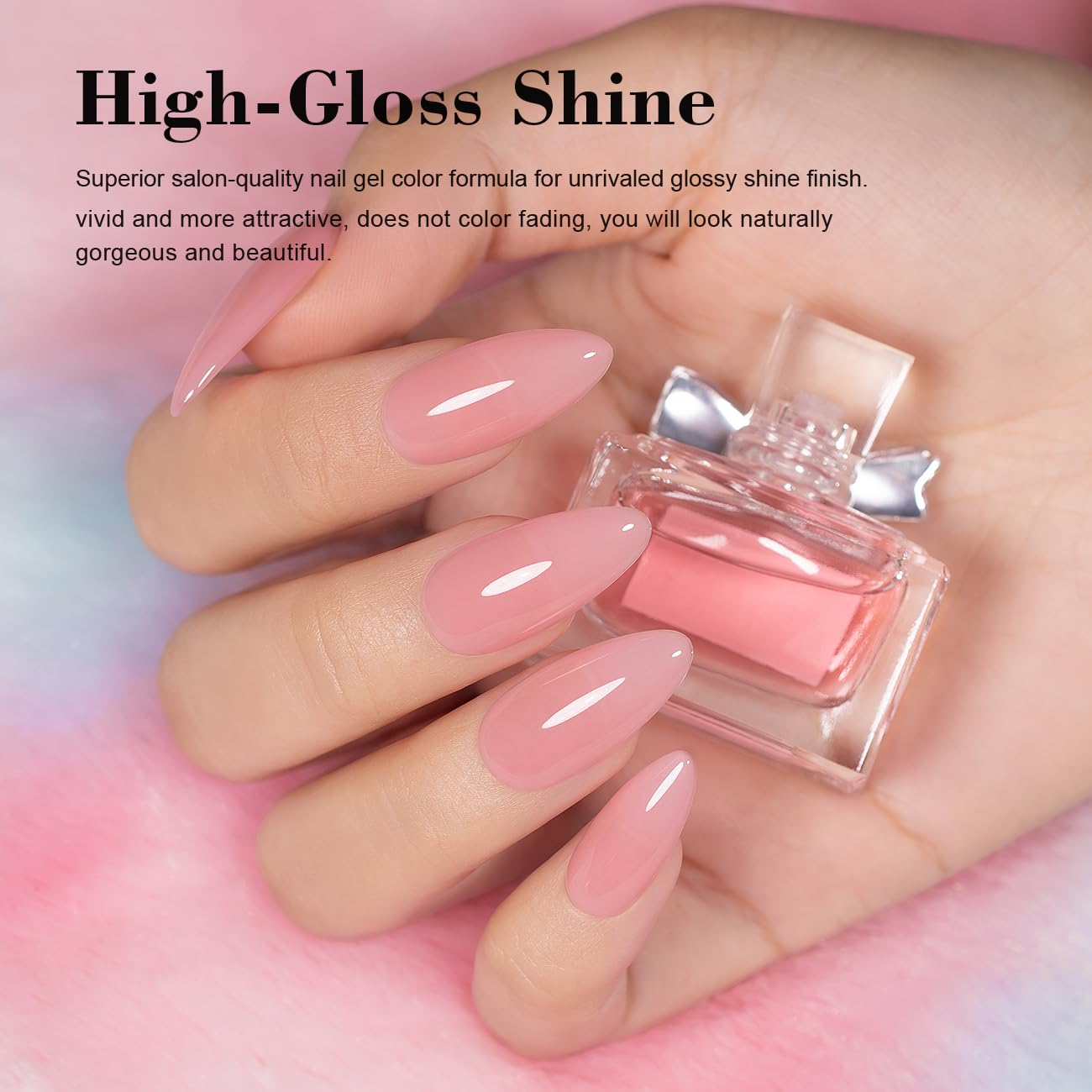 High-gloss shine soft pink manicure superior salon-quality formula vivid attractive natural gorgeous beautiful
