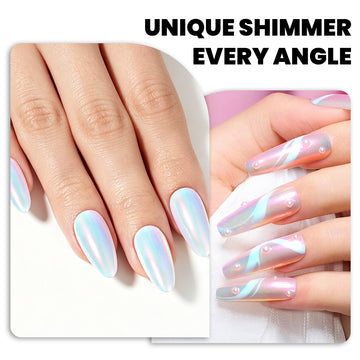 Moonlight Aurora Opal Cushion Chrome Nail Powder | Starry Mirror 3D Effect | Cushion Mesh Jar