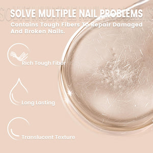 Fiber repair gel polish save broken nails before repair after repair thin brittle easy-to-break nails reinforced long-lasting unbreakable