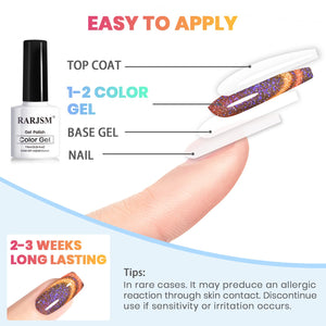 Easy to apply cat eye gel polish top coat 1-2 color gel base gel nail 2-3 weeks long-lasting tutorial