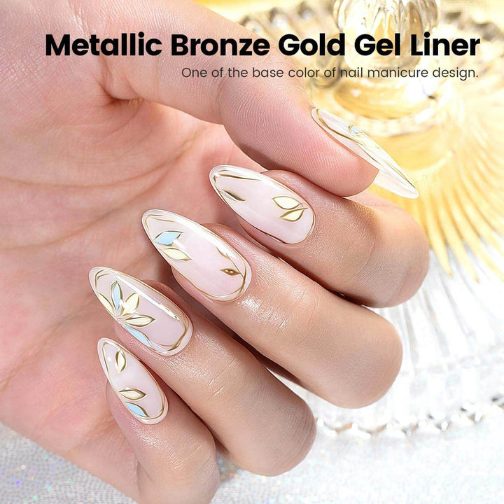Rarjsm gold chrome nails with design