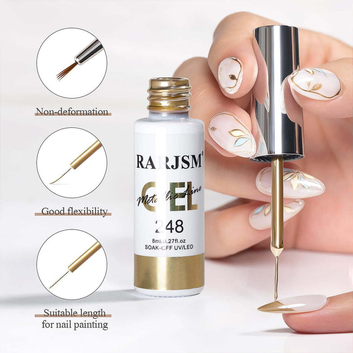 Rarjsm Gold Chrome Nail Gel Liner - Metallic Mirror polish$9.99