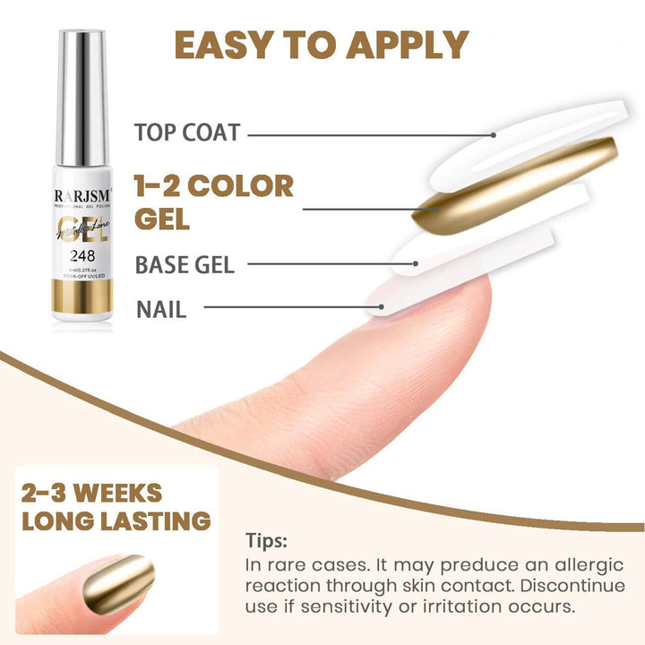 Rarjsm Gold Chrome Nail Gel Liner - easy to use