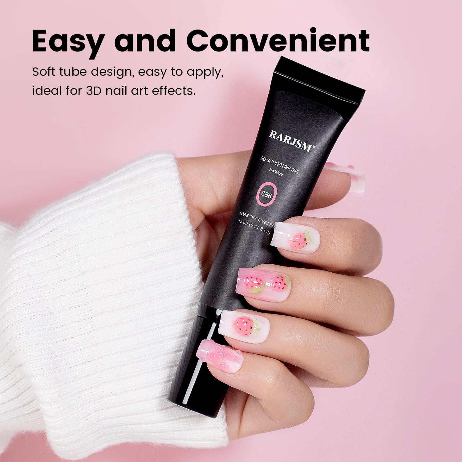Gel modellante 3D rosa no-wipe per disegni di nail art