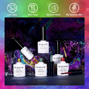 Multichromer Farbverlauf-Chamäleon-Gel-Nagellack, 6 Herbstfarben, Set 7,5 ml