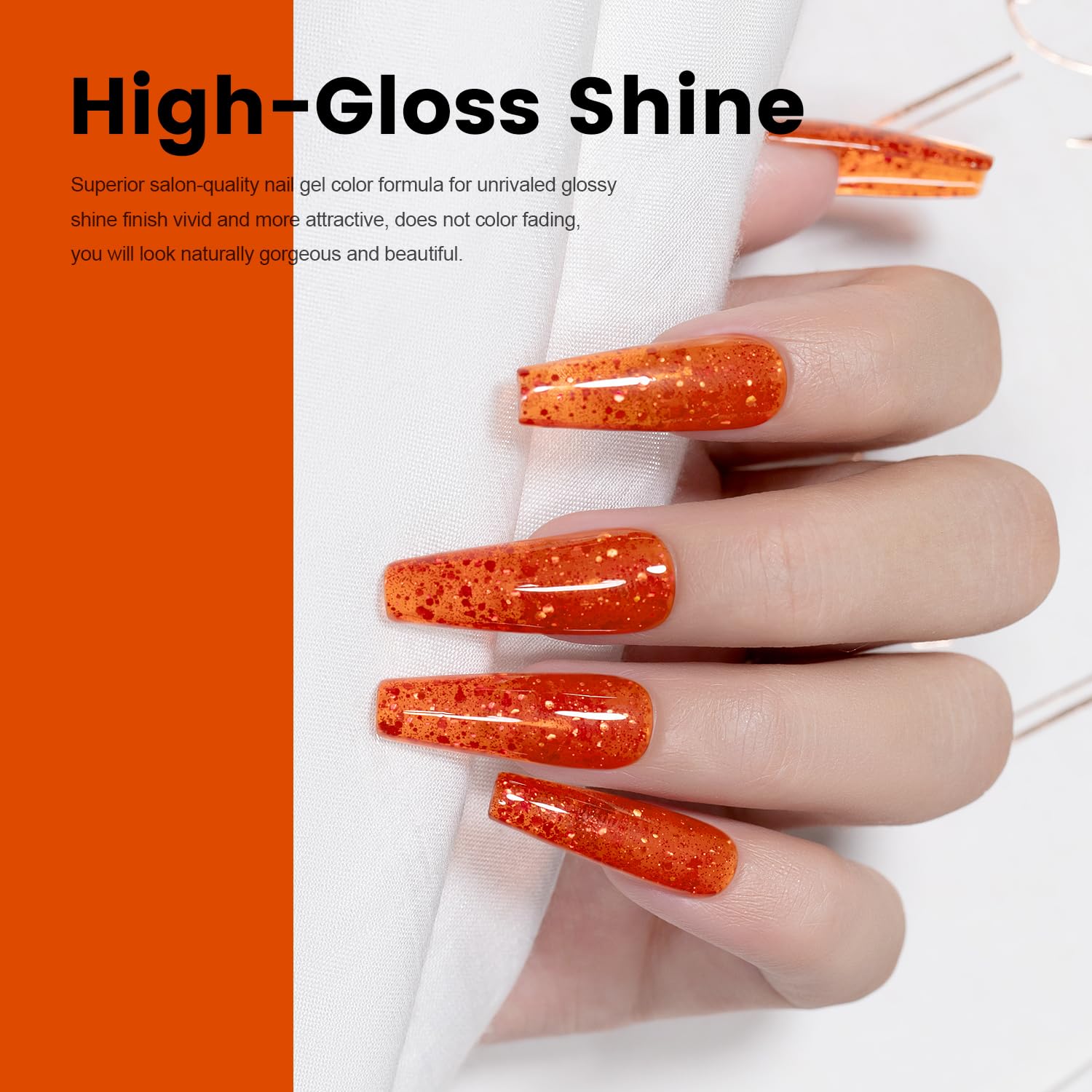 Fiery Amber Jelly Glitter Gel Nail Polish 15ml #946