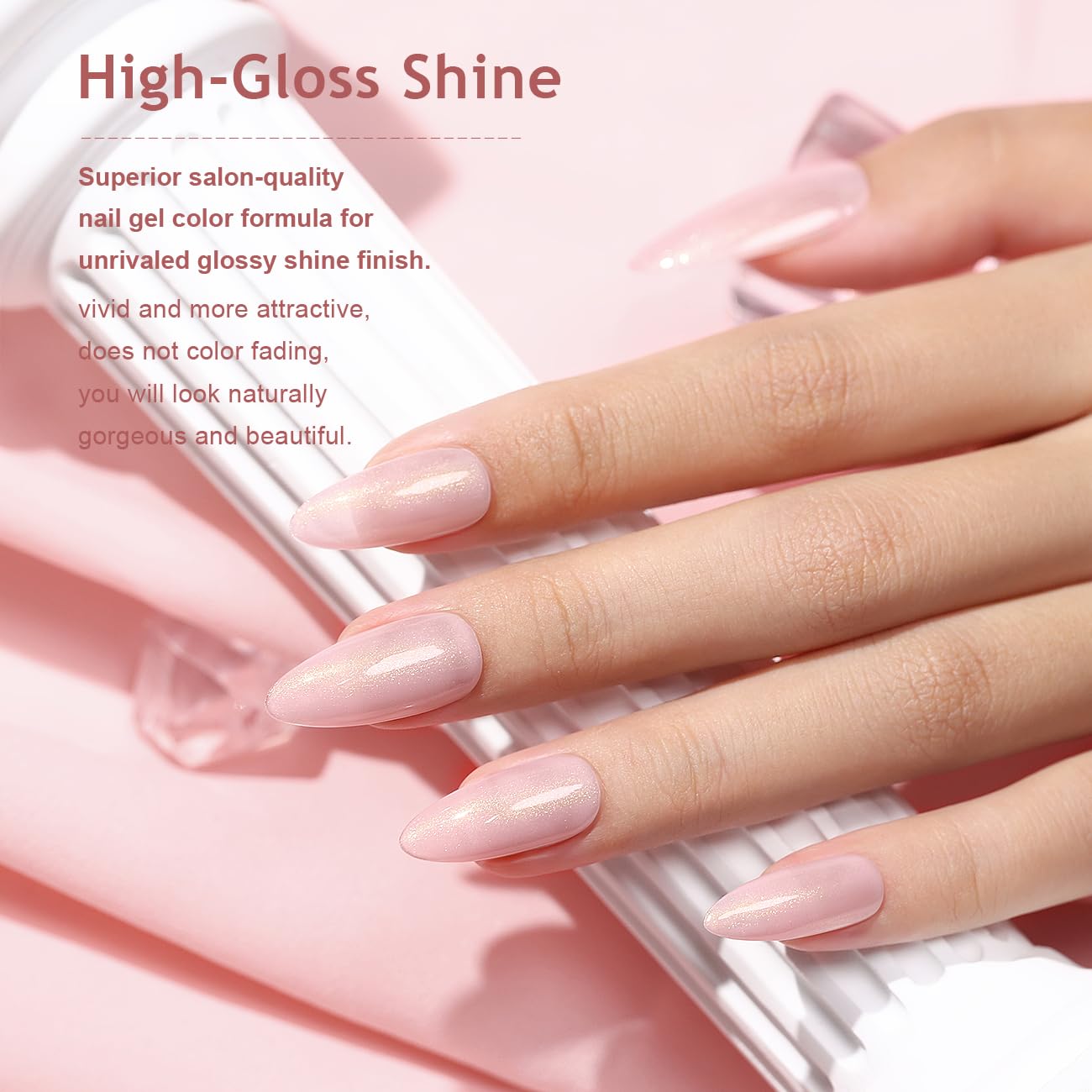 Sparkle Pink Gold Shimmer Gel Nail Polish 15ml