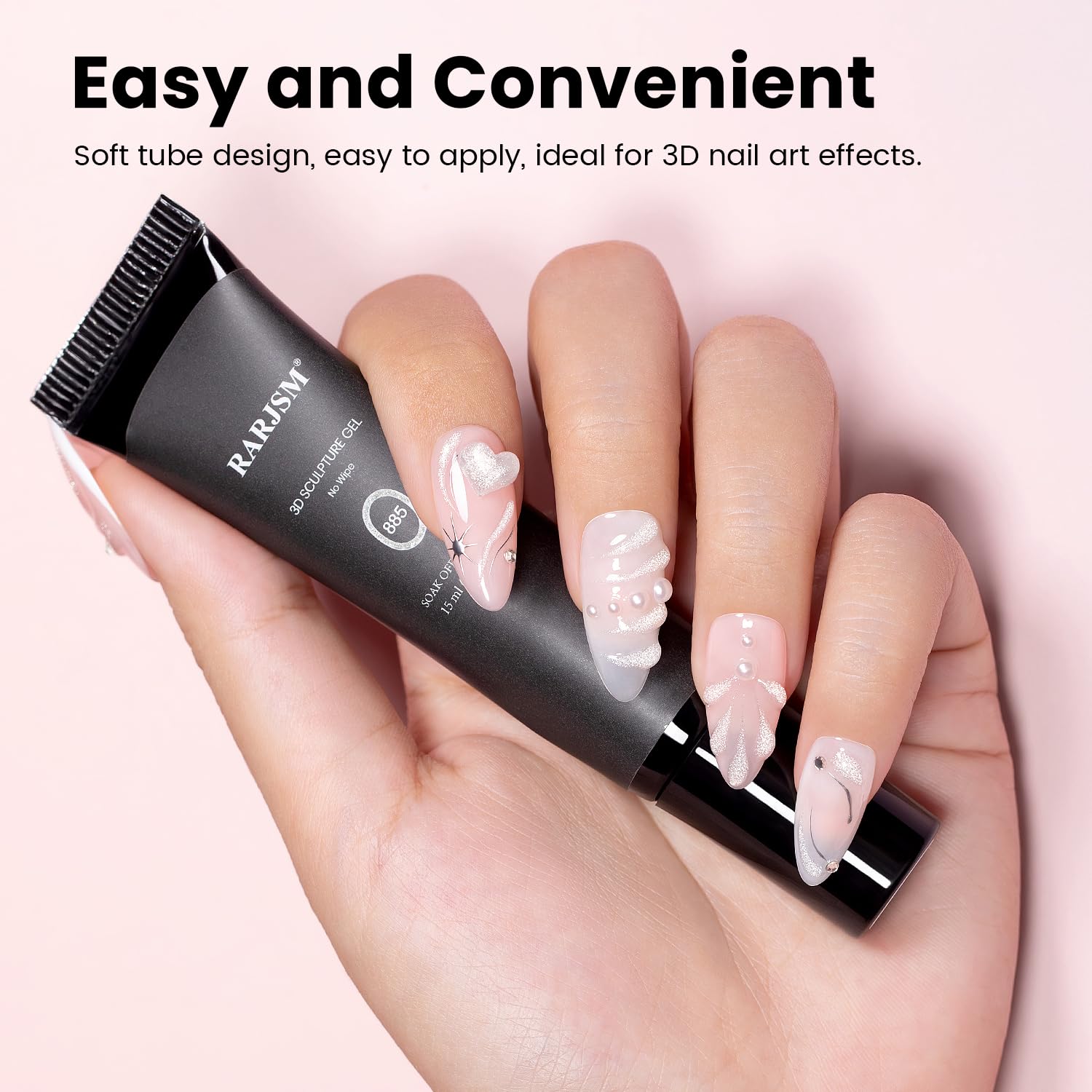 Gel per modellare 3D Sparkle Silver No-Wipe per disegni di nail art