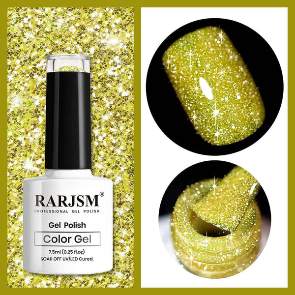 Yellow Sparkle Color | RARJSM ®Reflective Glitter Gel Nail Polish | 7.5ml #268