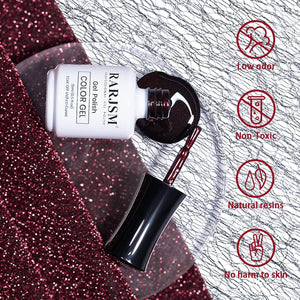 RARJSM ®Black Red Shiny Cat Eye Nail Gel Polish 15ml