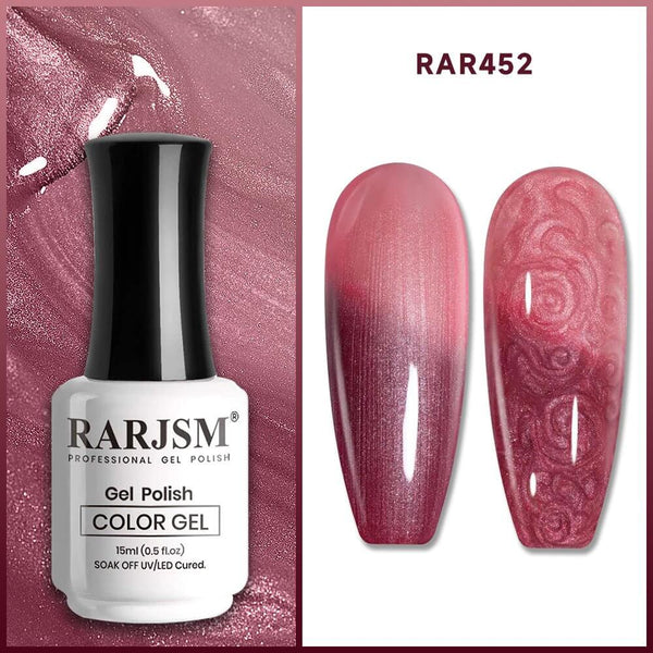 RARJSM ®Burgundy Red Color Changing Thread pearl gel nail polish