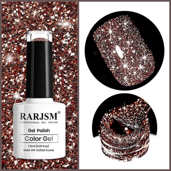 Caramel Brown Sparkle Color | RARJSM ®Reflective Glitter Gel Nail Polish | 7.5ml #218