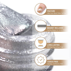RARJSM ®Champagne Gold Velvet french Jelly Cat Eye Gel Polish 15ml