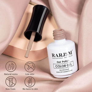 RARJSM Chocolate Brown RAR383 gel polish bottle 15ml with warm earthy creamy finish swatch TPO HEMA free