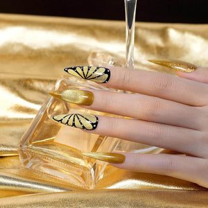 Christmas Gold Cat Eye Nails Festive Carnival Sparkle