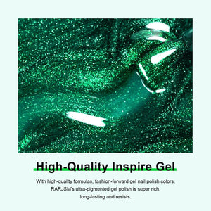 Shiny Magic Cat Eye Gel Polish Texture Green Glitter Detail