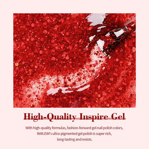 RARJSM ® Christmas Sparkly Red Shimmer Glitter Gel Nail Polish