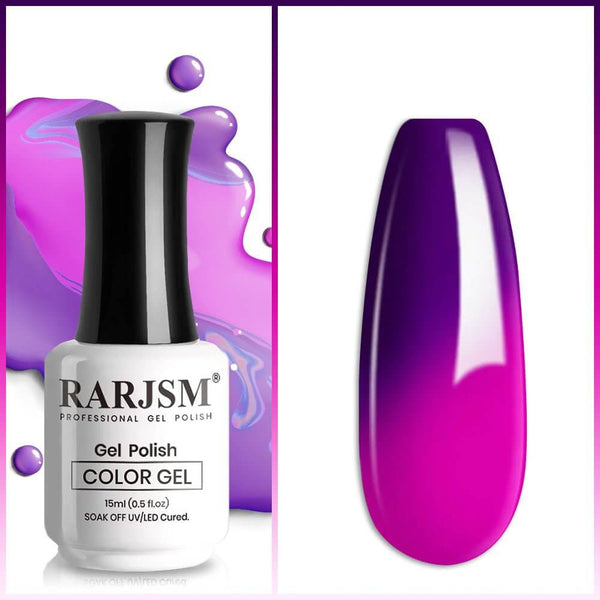 RARJSM ® Dark Purple to Bright Purple color changing gel nail polish