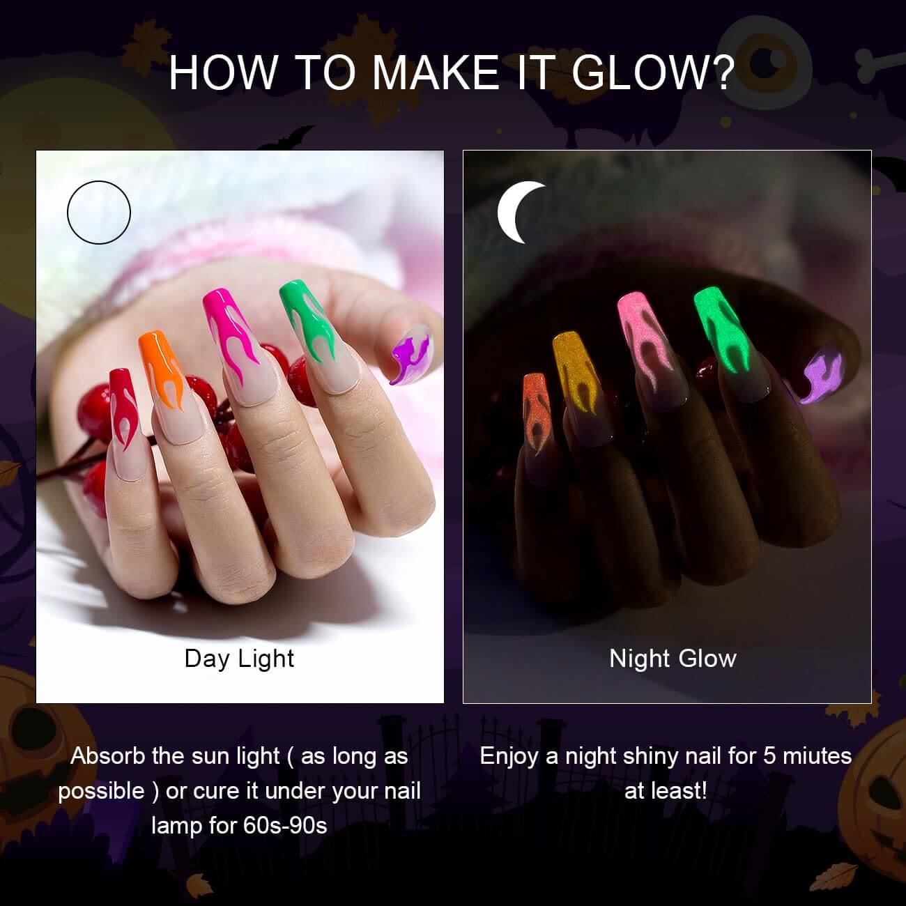 🎃Flash Sale🔥RARJSM ® Halloween Girls-6 Colors luminous Glow In The Dark Gel nail Polish Set|7.5ml 6pcs