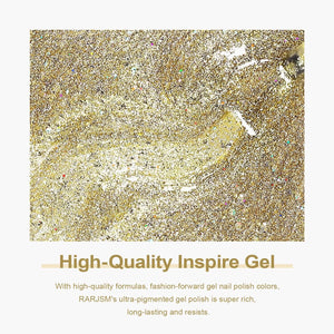 RARJSM ®Gold Metallic Light Rainbow Shimmer Glitter Gel Nail Polish