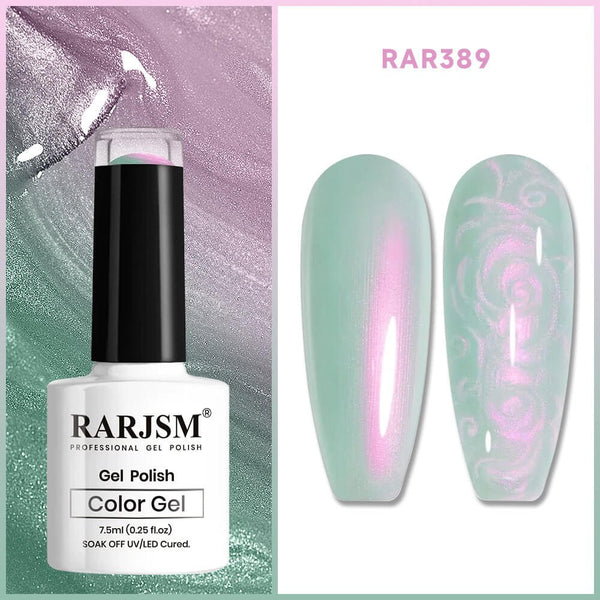 RARJSM ® Green 2-in-1 Thread pearl gel nail polish 7.5ml #389