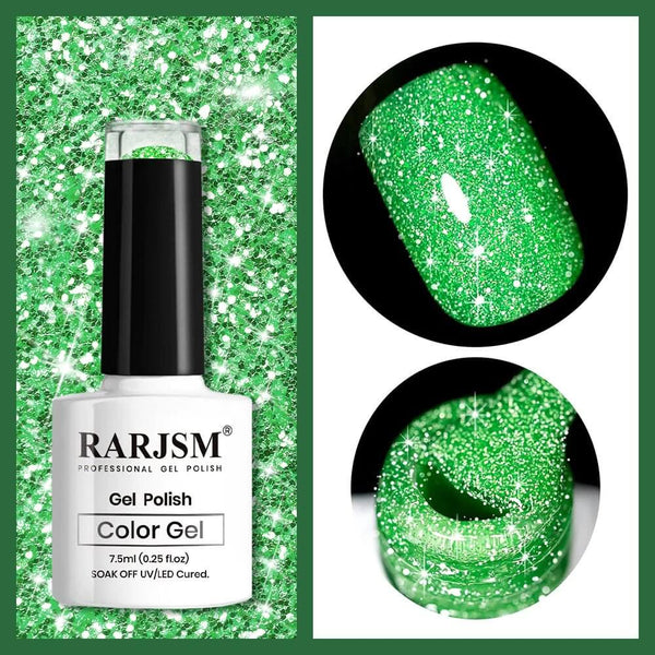 Green Sparkle Color Dark Purple Sparkle Color | RARJSM ®Reflective Glitter Gel Nail Polish | 7.5ml #74