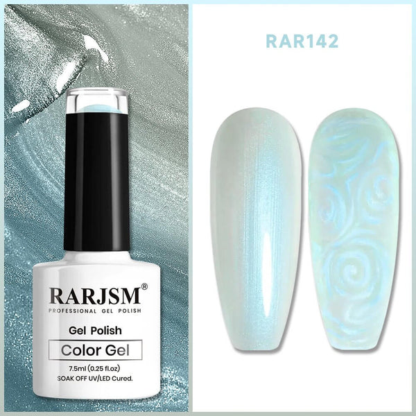 RARJSM ® Light Blue 2-in-1 Thread pearl gel nail polish 7.5ml #142