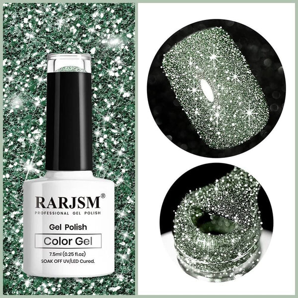 Light Green Sparkle Color | RARJSM ®Reflective Glitter Gel Nail Polish | 7.5ml #216