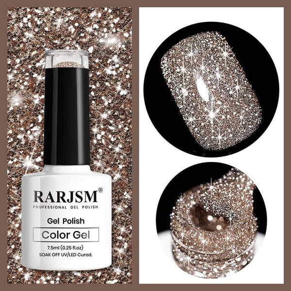 Nude Brown Sparkle Shiny | RARJSM ®Reflective Glitter Gel Nail Polish | 7.5ml #215