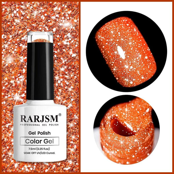 Orange Sparkle Color | RARJSM ®Reflective Glitter Gel Nail Polish | 7.5ml #269