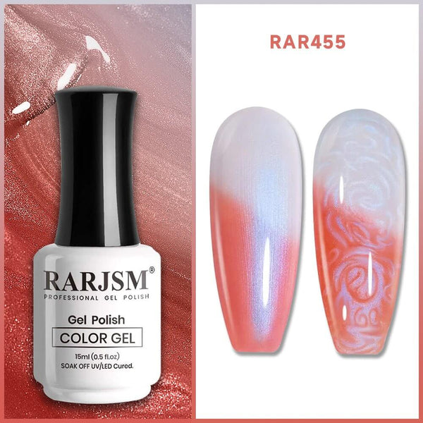 RARJSM® Orange to White Color Changing Thread pearl gel nail polish
