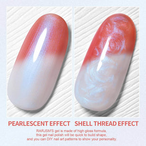 RARJSM® Orange to White Color Changing Thread pearl gel nail polish