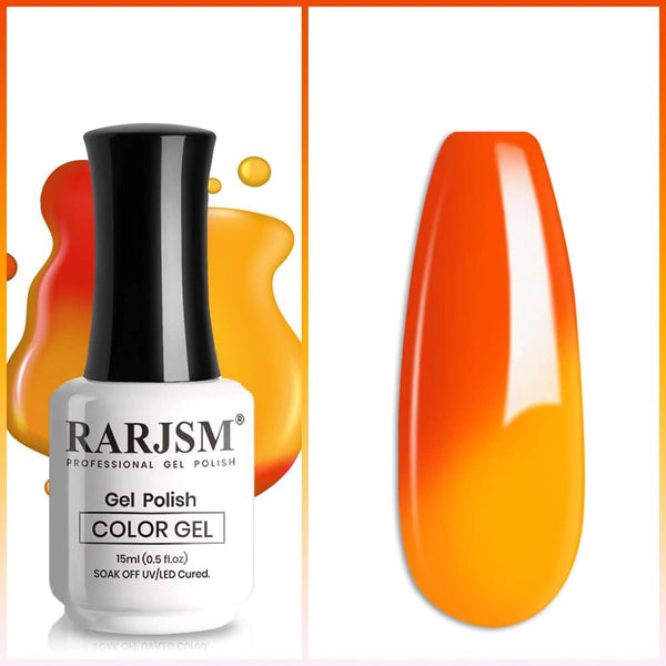 RARJSM ® Orange to Yellow Temperature color changing gel nail polish