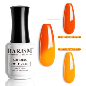RARJSM ® Orange to Yellow Temperature color changing gel nail polish