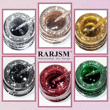 RARJSM ® Christmas 6 Colors Glitter Nail Art Gel Liner Painting Nail Gel Polish Set|8ml 6pcs