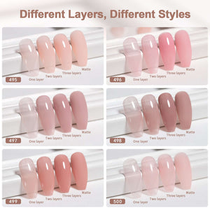 RARJSM ®Classic Color Gel Set | 6 Transparent Natural Colors French Manicure Set | 7.5ml 6pcs
